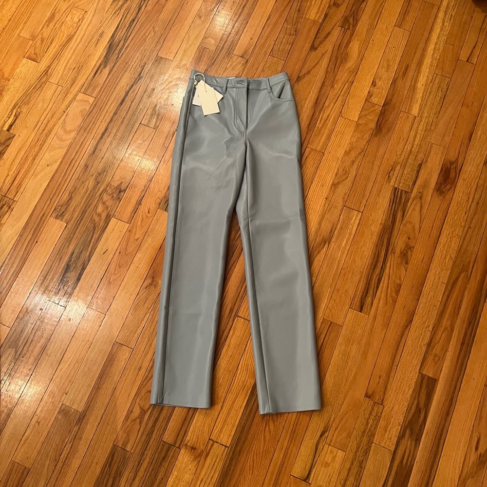 Blue Vegan Leather Pants